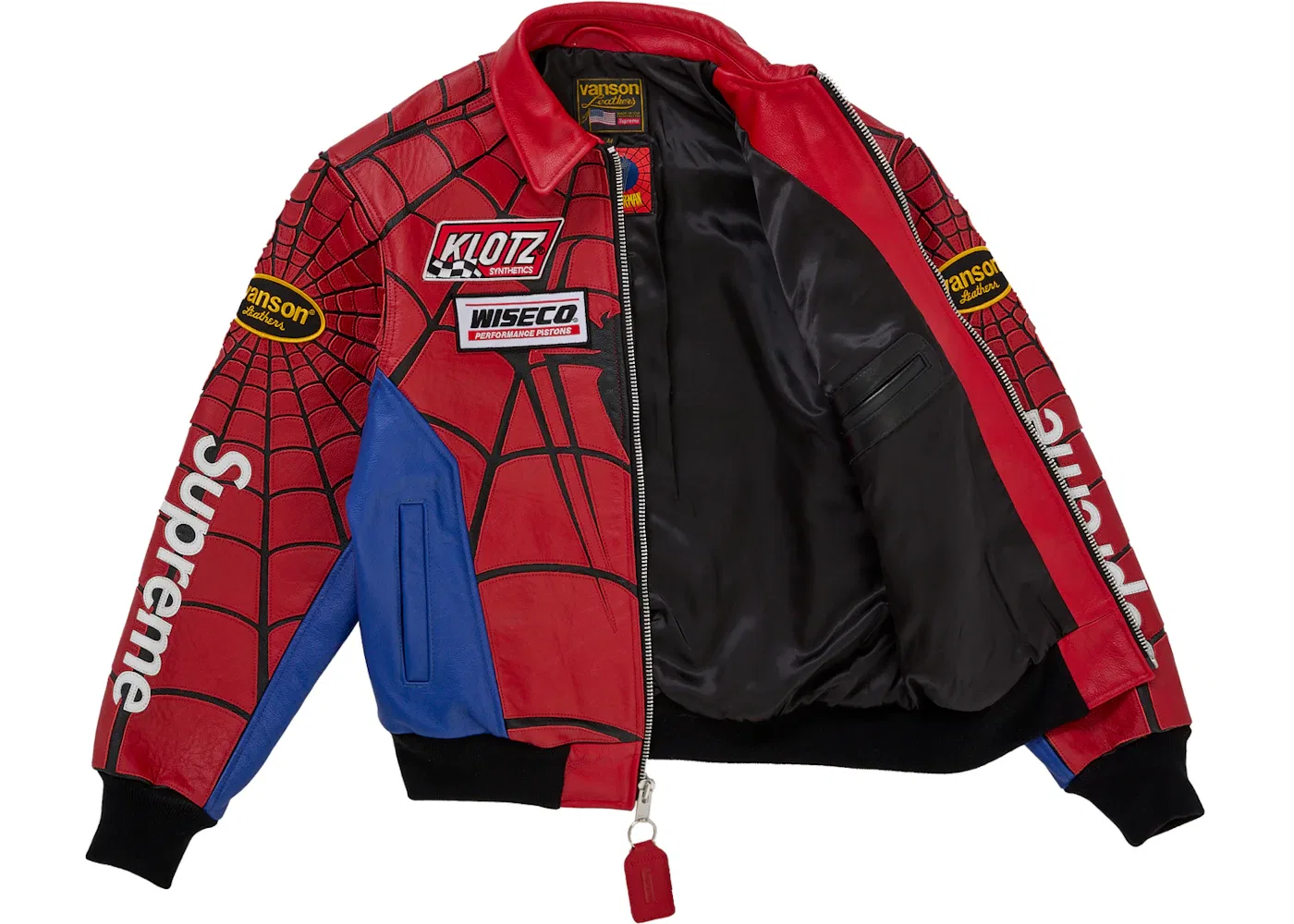 Мужская кожаная куртка Supreme Vanson Leathers Spider-Man Jacket, Multicolor — фото 2