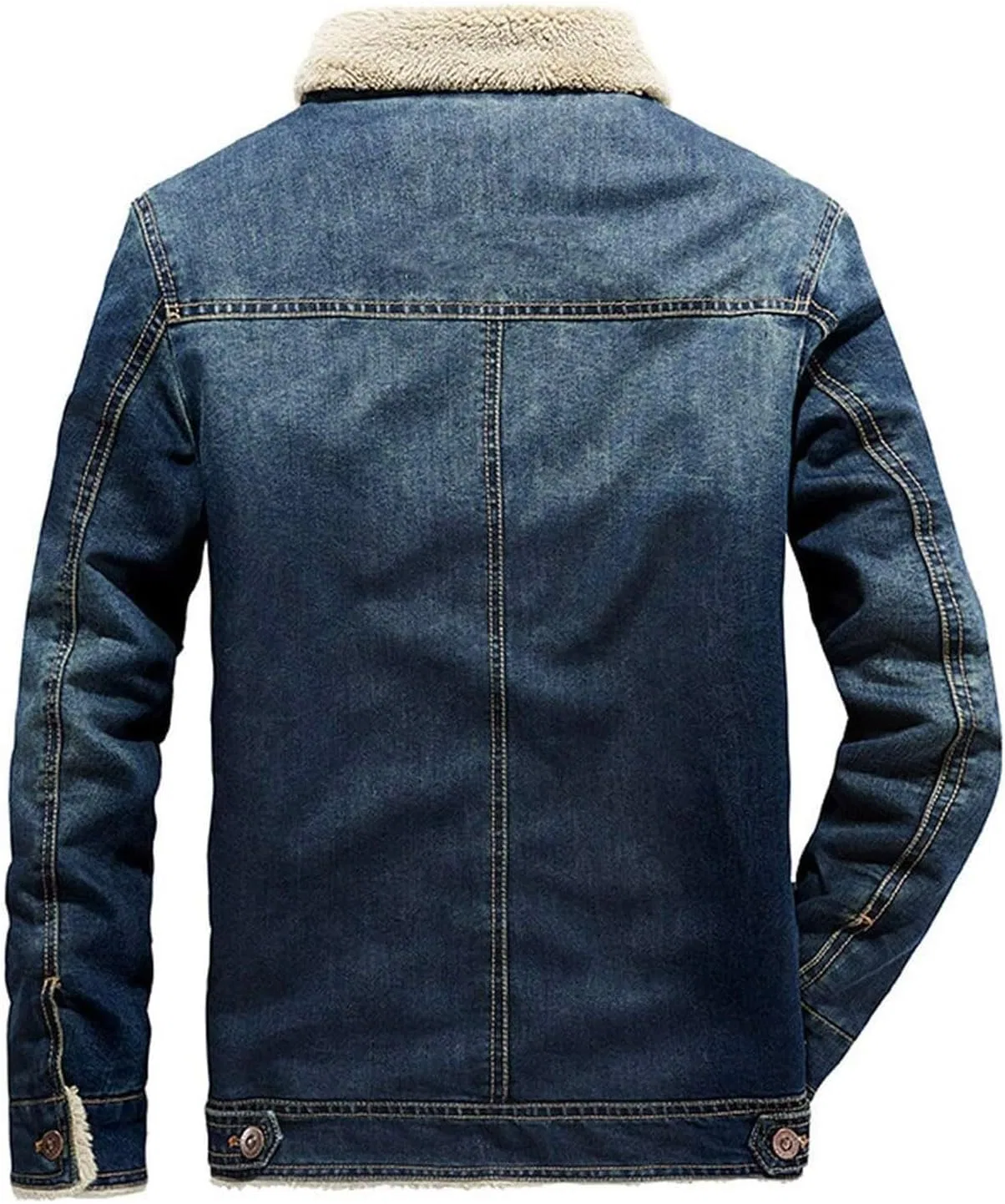 Мужская джинсовая куртка с флисовой подкладкой, Denim, синий — фото 3