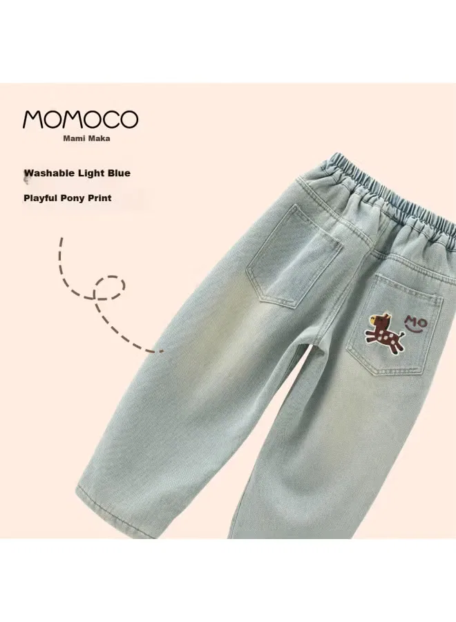 Джинсы повседневные джинсовые синие Momoco