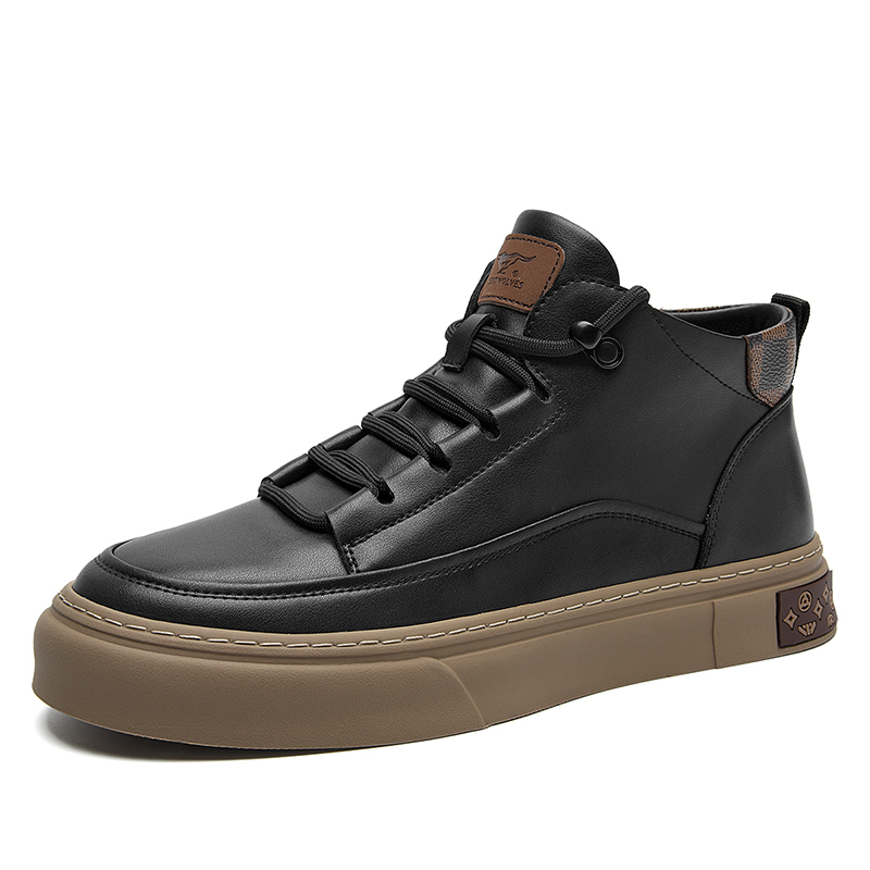 

Антискользящие износостойкие высокие скейтерские кроссовки мужские SEPTWOLVES, черно-белые