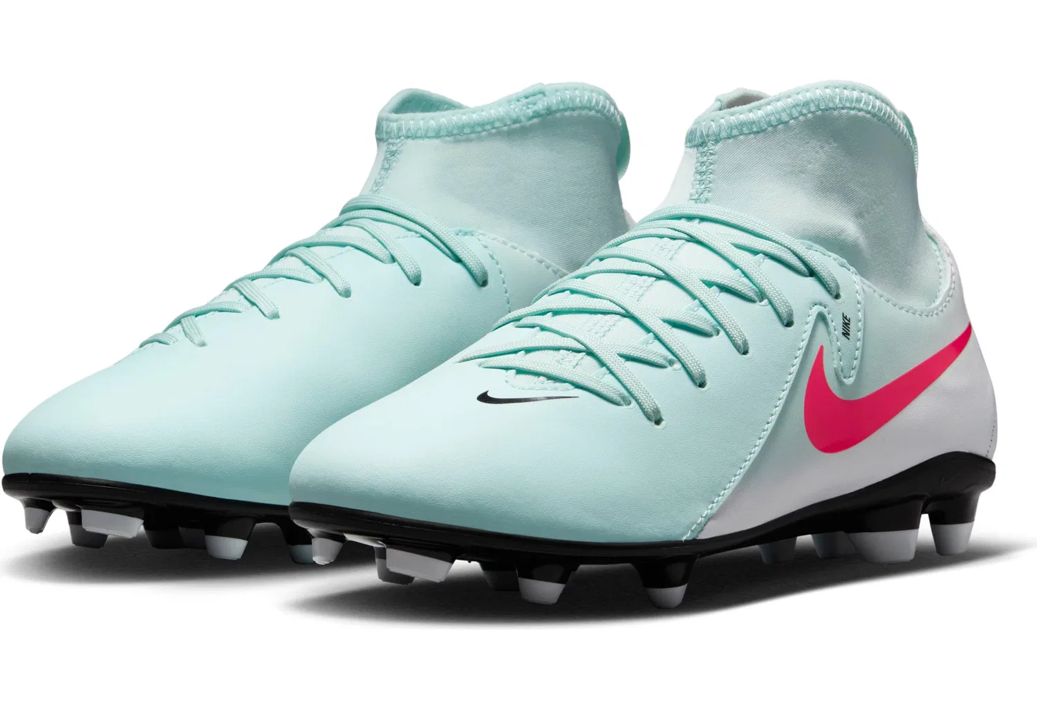 Детские футбольные бутсы для мальчиков с текстурным покрытием NIKE Jr. Phantom Luna 2 Club NIKE, Mint Atomic Red Off Noir — фото 2