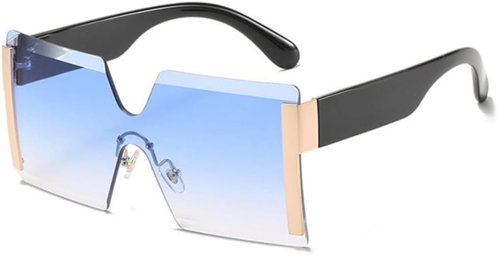 

Солнцезащитные очки квадратной формы «все в одном» 2027 года для женщин, большие солнцезащитные очки без оправы для мужчин, очки с защитой от УФ-излучения UV400 MTZJH, Gold Blue