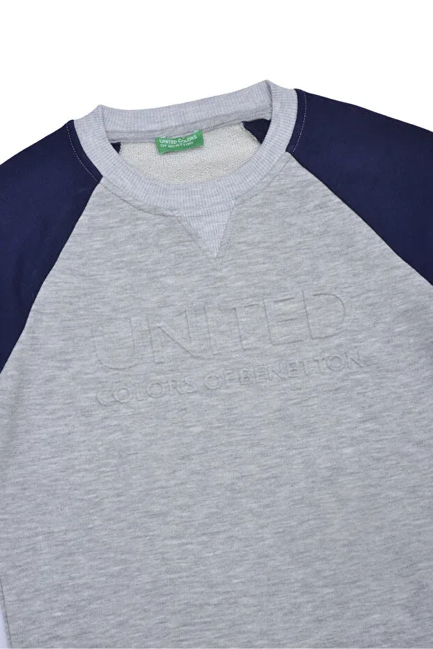 Детские свитшот для мальчиков с принтом Logo Printed United Colors Of Benetton, Gray — фото 2