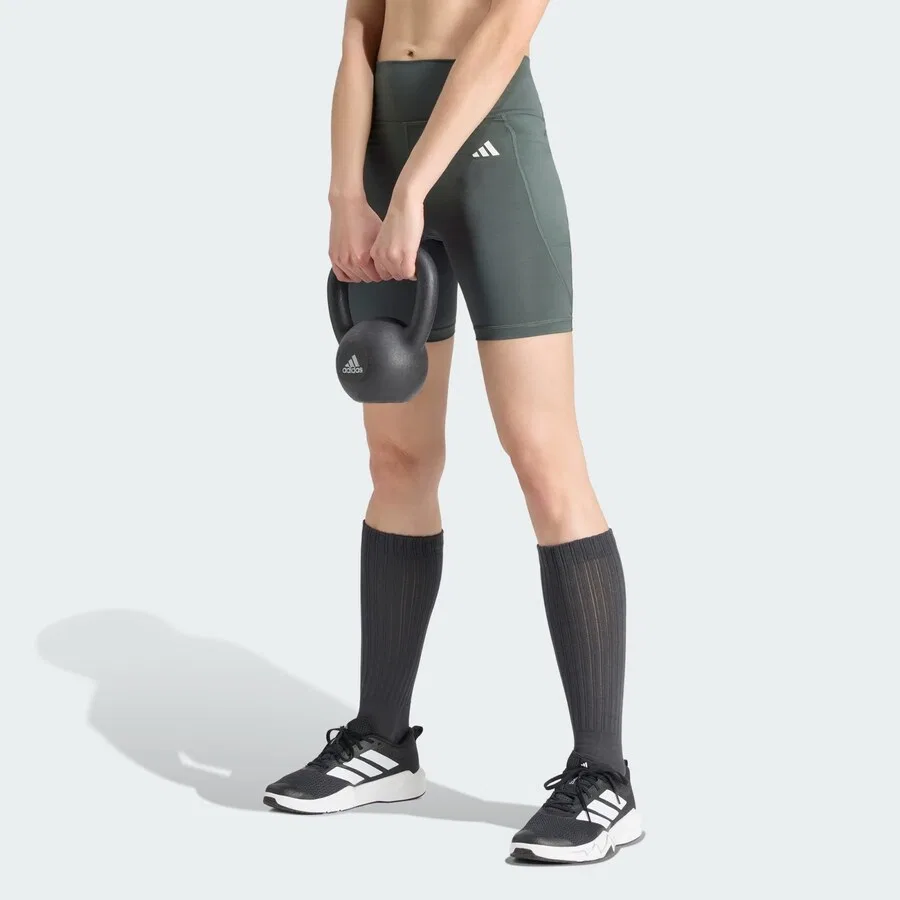 Спортивные брюки-скинни ADIDAS PERFORMANCE 'Optime Essentials' темно-серого цвета — фото 2