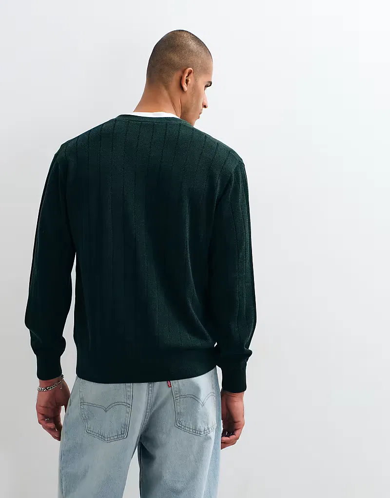 Кардиган Lacoste с V-образным вырезом из хлопковой смеси, зеленый — фото 3