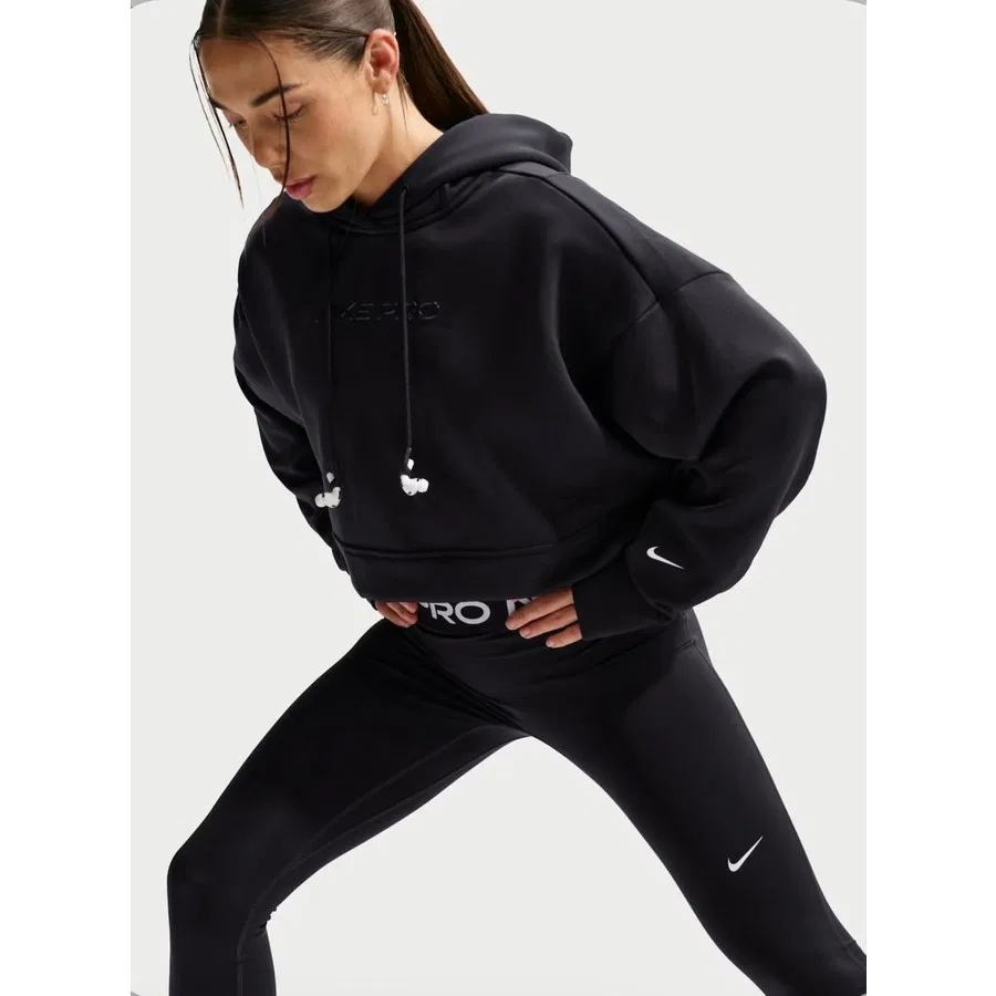 Женский свитшот с капюшоном Nike Pro Therma-Fit Fleece Hoodie, Черный