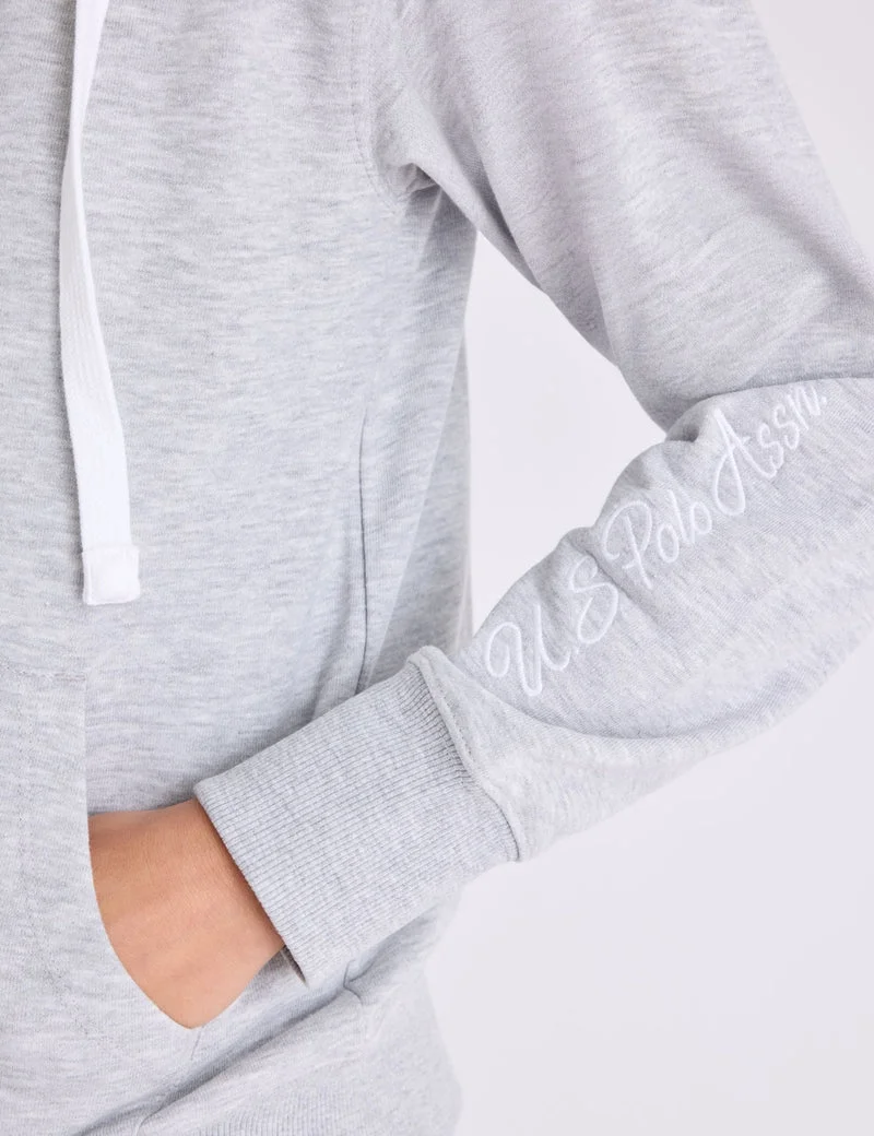 Женское худи U.S. Polo Assn. French Terry Full Zip, светло-серый — фото 4