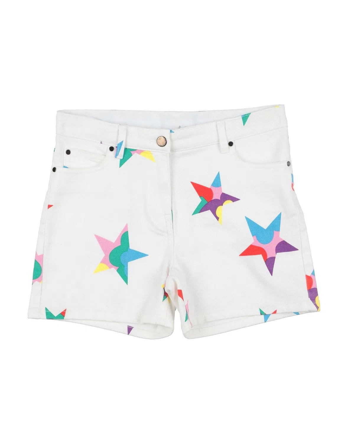 Детские джинсовые шорты для девочек с вышивкой бренда Stella Mccartney Kids, белый