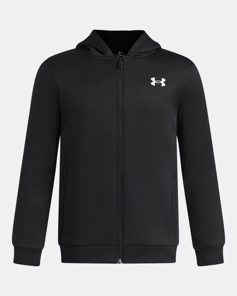 Худи на молнии детское с карманами Armour Fleece UnderArmour, Black/White