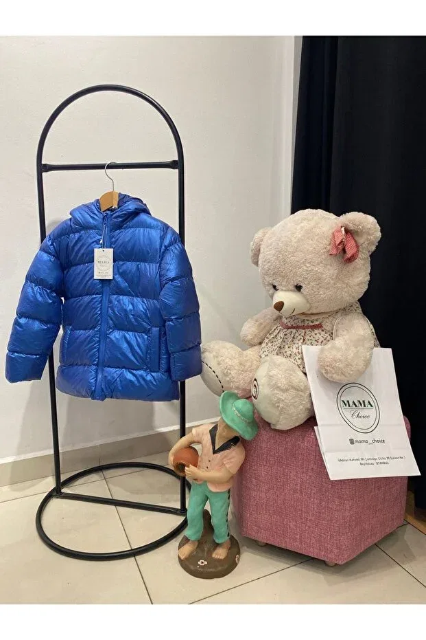 Детское зимнее пальто для девочек пуховое с капюшоном Mama Choice, Navy Blue