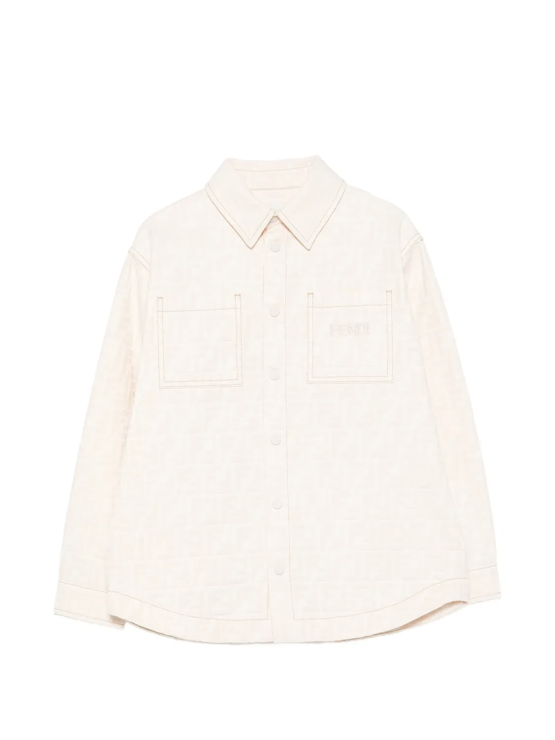 Рубашка с монограммой FF Fendi Kids, нейтральные цвета