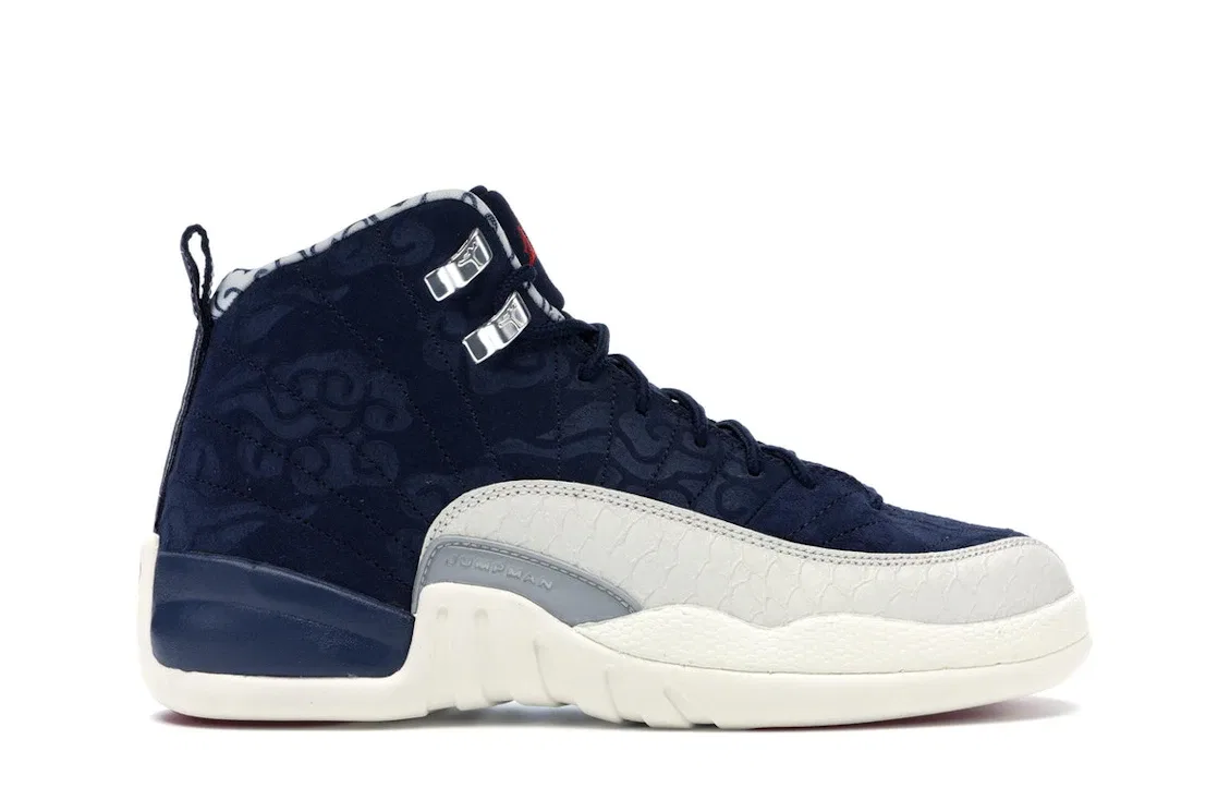 Детские кроссовки Lifestyle с принтом Jordan 12 Retro Jordan, College Navy/University Red-Sail