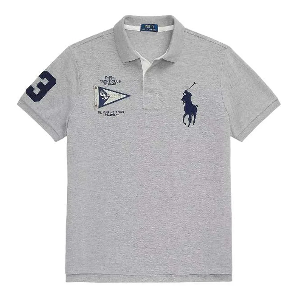 Мужское поло с коротким рукавом Polo Ralph Lauren Big Pony SS23, Серый — фото 3
