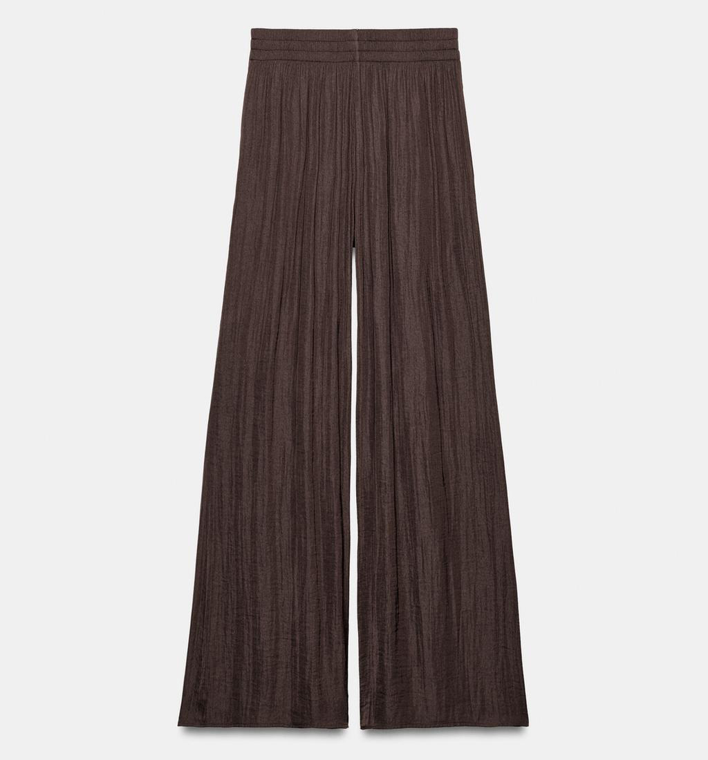 Брюки Zara Flowing Wide-Leg, коричневый — фото 2