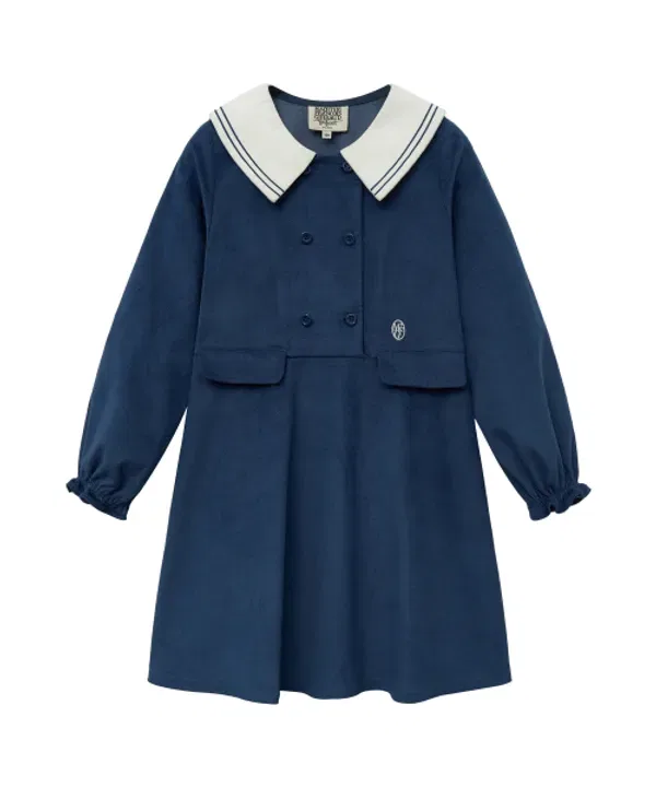 Детское платье из вельвета с матросским воротником, Marithé Kids, navy