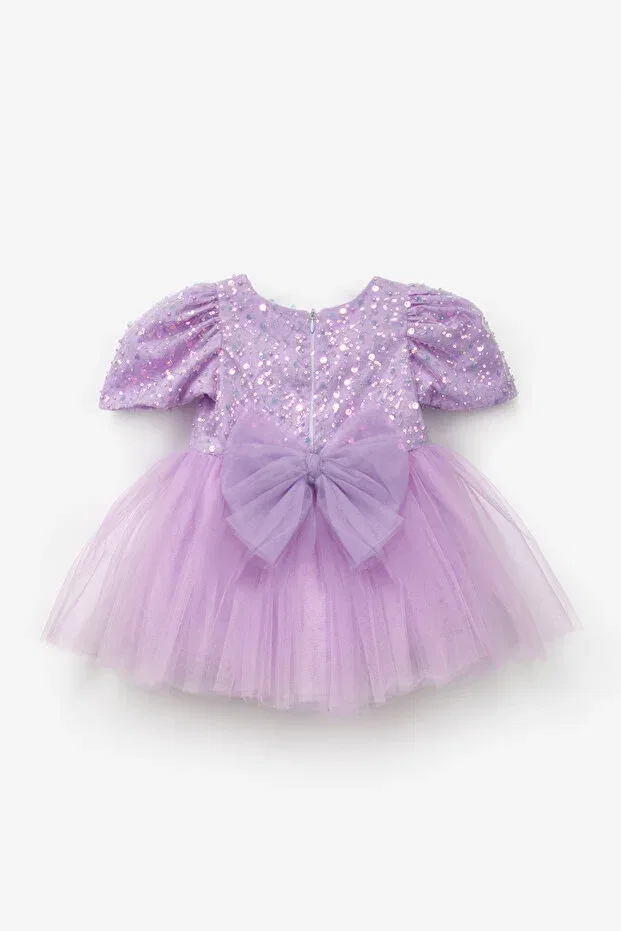 Детское платье для девочек с пайетками Lilac sequined beaded baby girl dress Le Mabelle, Lilac — фото 3