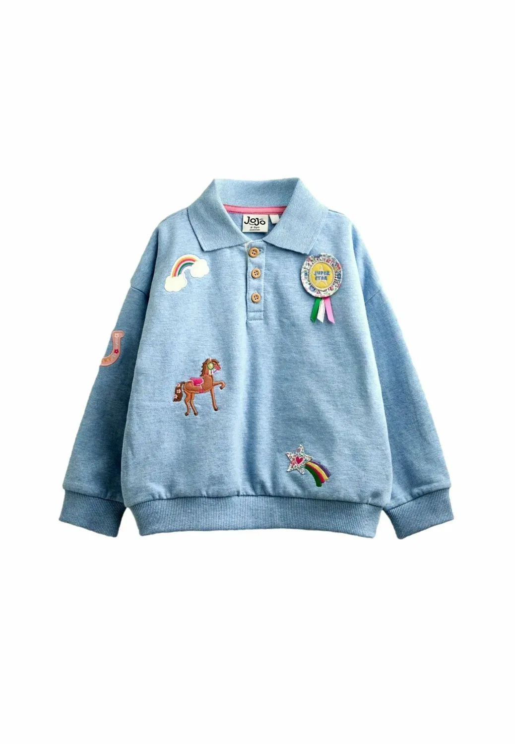 Толстовка с воротником и аппликацией в виде значка - толстовка Jojo Maman Bébé, Blue Horse