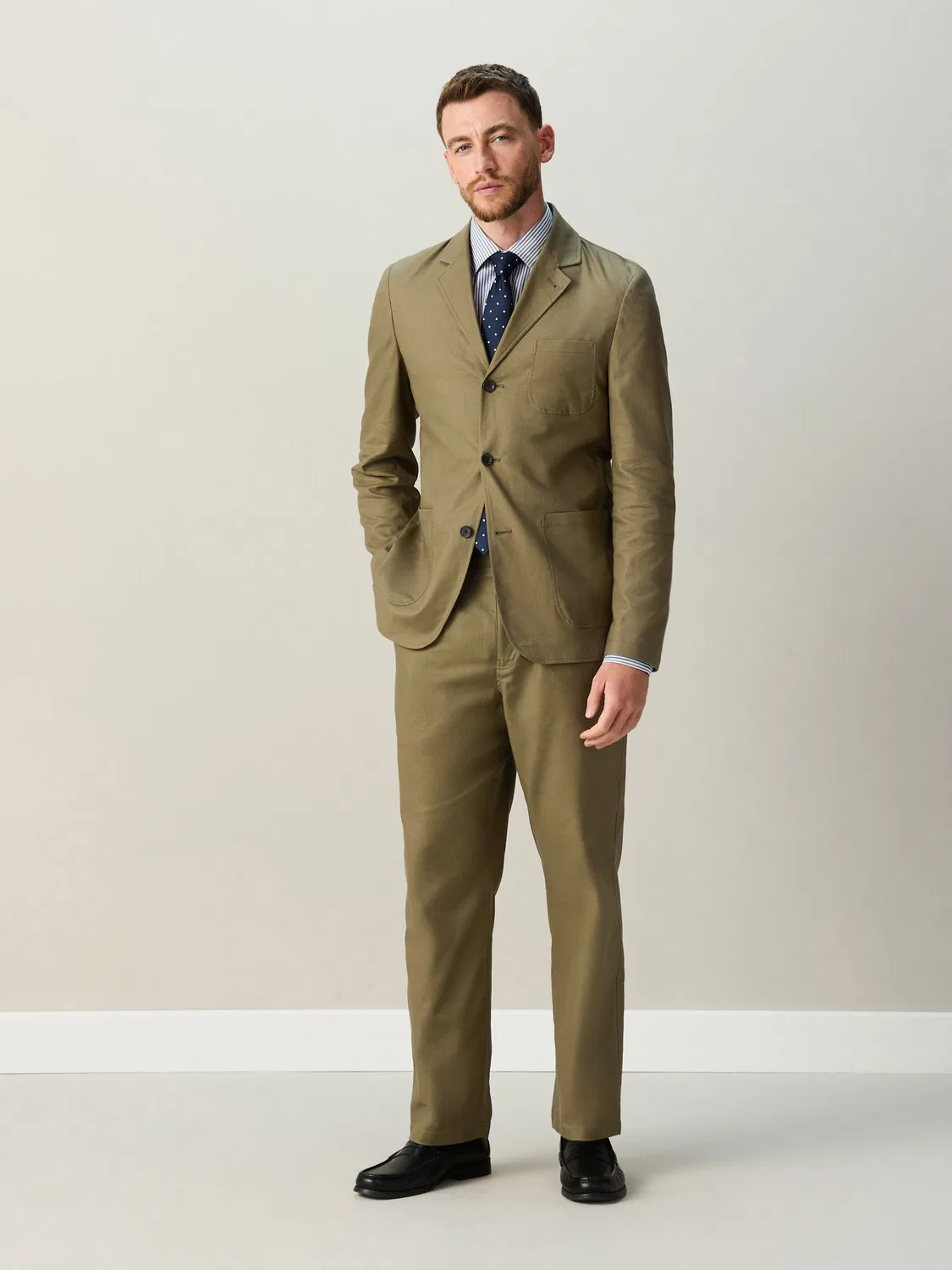 Пиджак свободного кроя из смесового хлопка, Khaki Green Next — фото 2