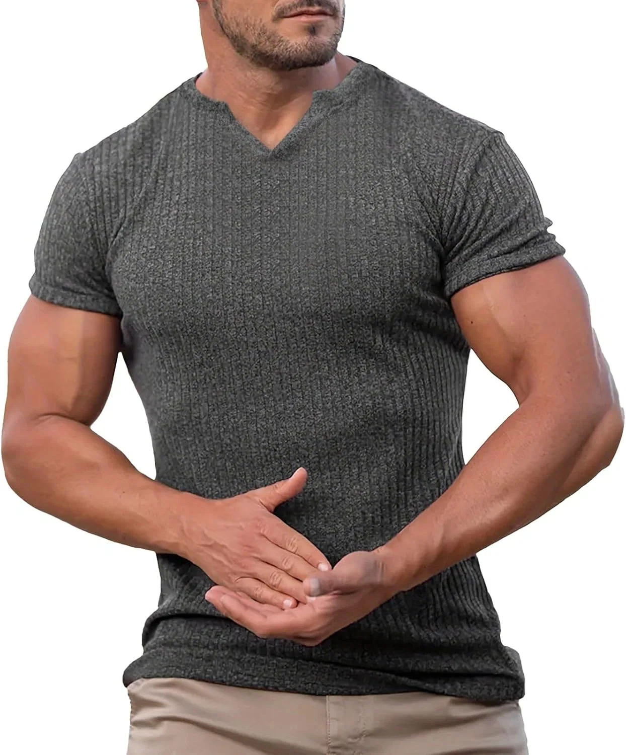 Мужская облегающая футболка с коротким рукавом, Dark Gray