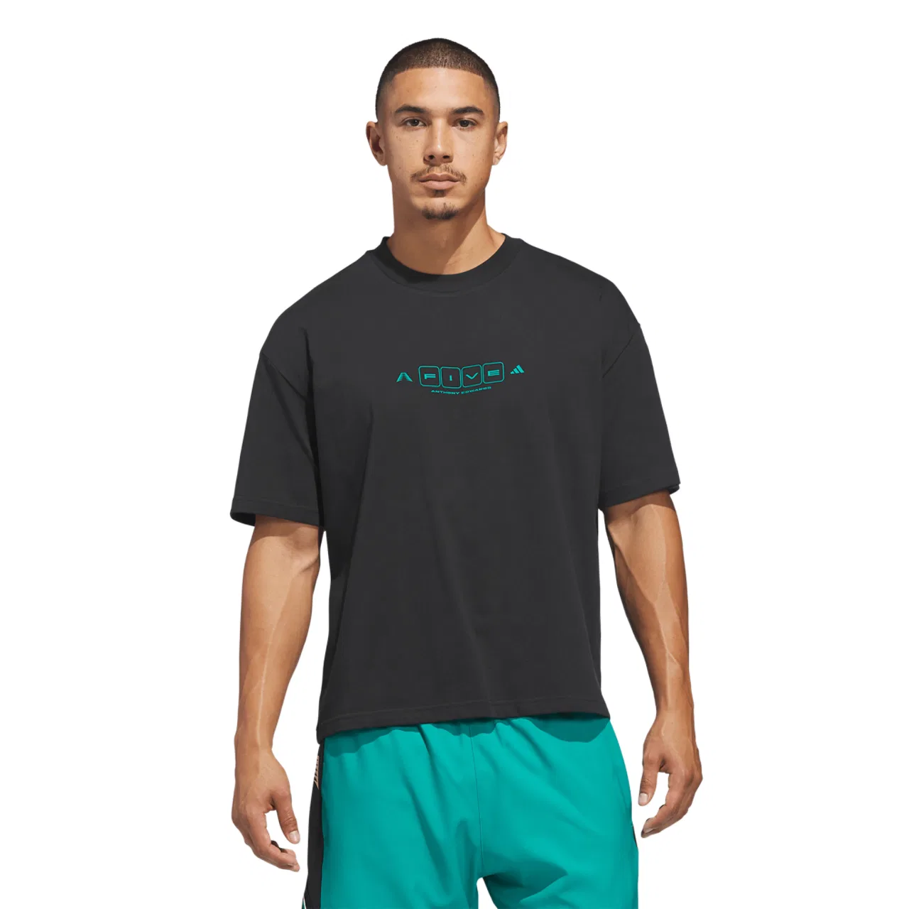 Футболка мужская World of 5 Anthony Edwards Adidas, цвет Black/Equipment Green