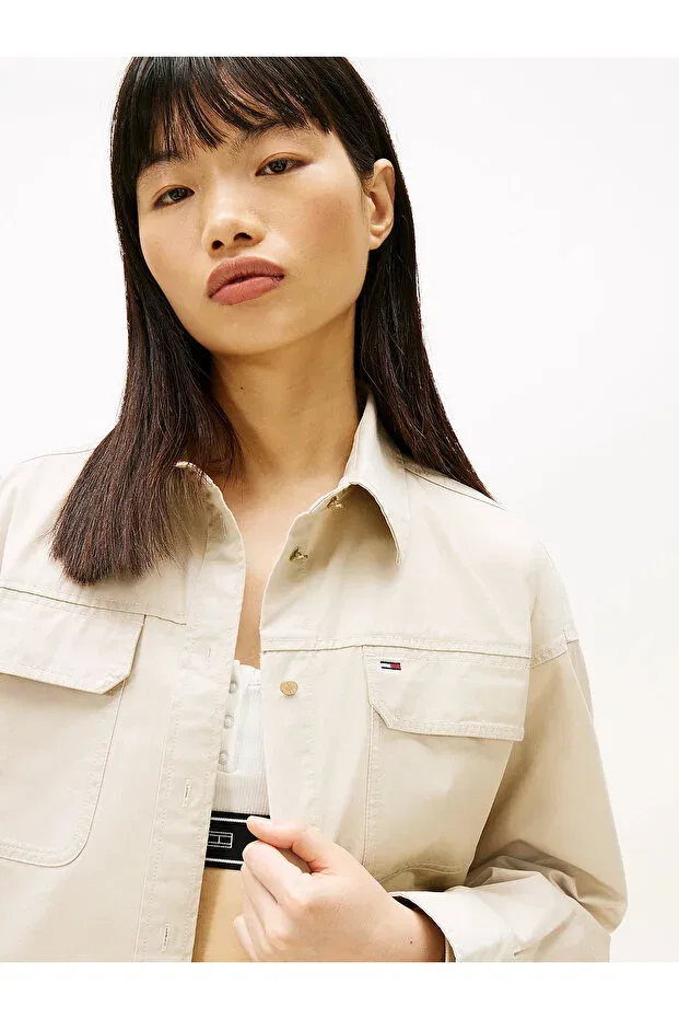 Женская рубашка хлопковая Tommy Hilfiger, Beige — фото 2