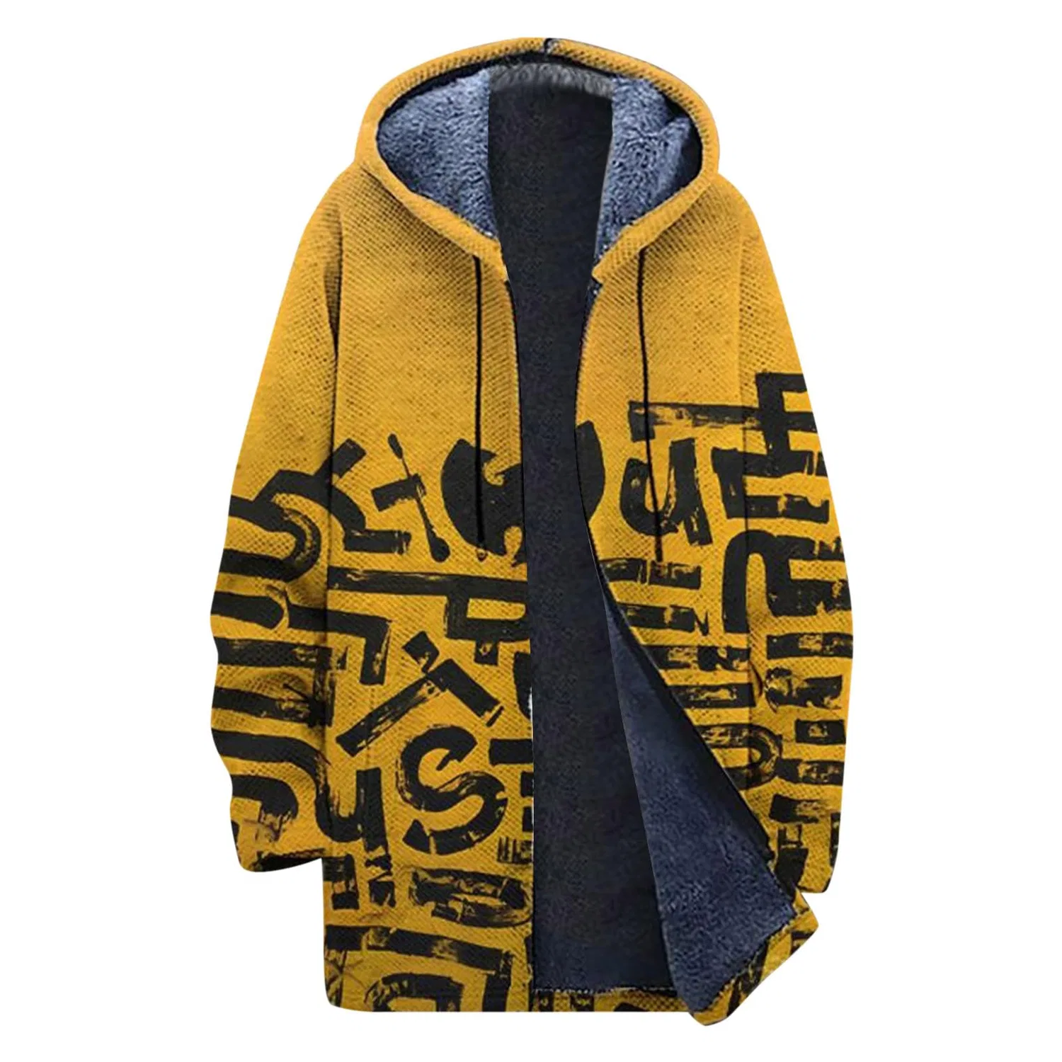 Мужское зимнее пальто-кардиган с флисом, с воротником-стойкой, модель Crew Neck, Yellow-i