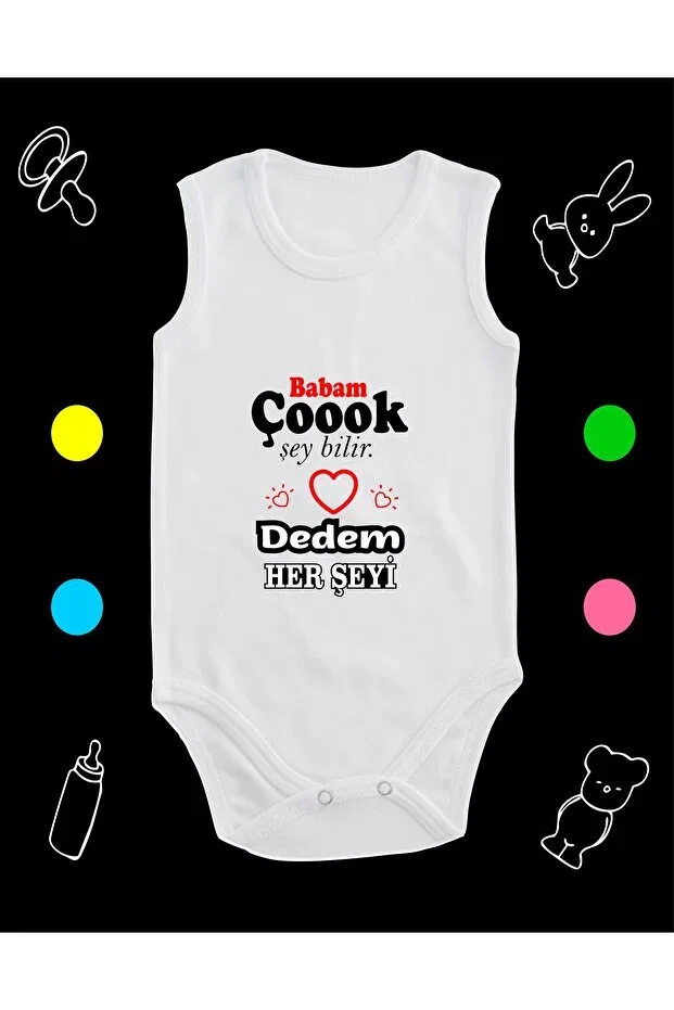Детское боди для новорожденных хлопковое Cotton my dad knows everything my grandfather knows everything Enmalife, White