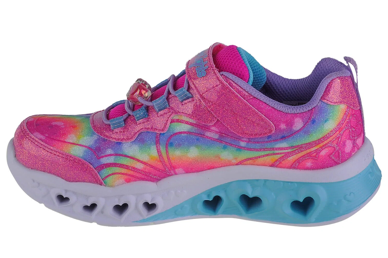 Детские кроссовки для девочек с технологией Lights Skechers Flutter Heart Lights-Groovy Swirl, Rosa — фото 2