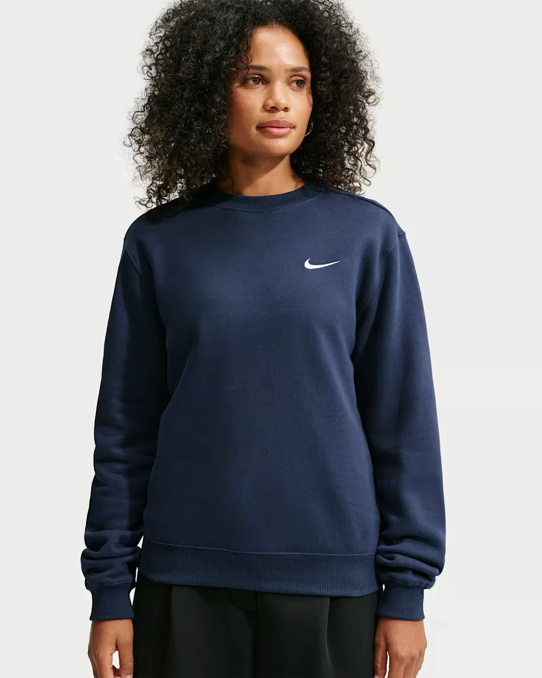 Women's Crew Nike Studio Fleece Medium Weight, Midnight Navy/Sail — фото 3