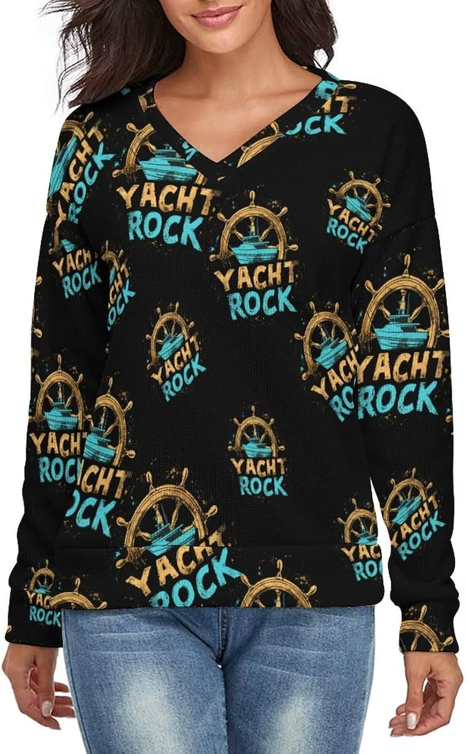 Женский свитер с V-образным вырезом Yacht Rock Pullover