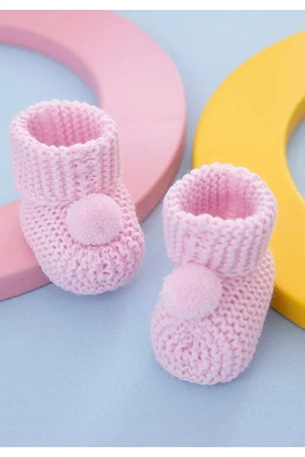 Детские пинетки для девочек с помпонами Cherub Baby, Pink