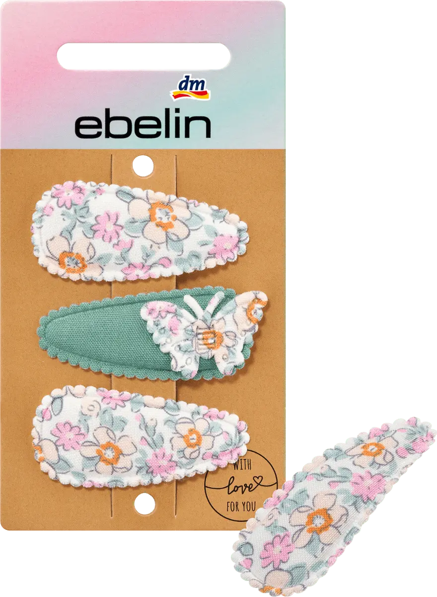 

Заколки для волос из текстиля с цветами и усилителем Бабочка 3шт. ebelin