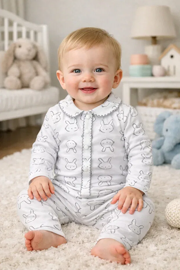 Детский комплект боди с принтом Newborn organic cotton 2-piece baby girl and boy set Anne Dokunuşu Gibi Kuzum Bebe, Brown — фото 4