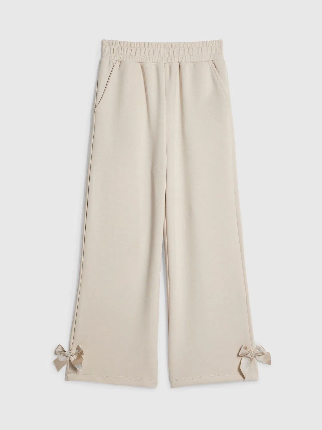Джоггеры с бантом, широкие штанины River Island, кремовый