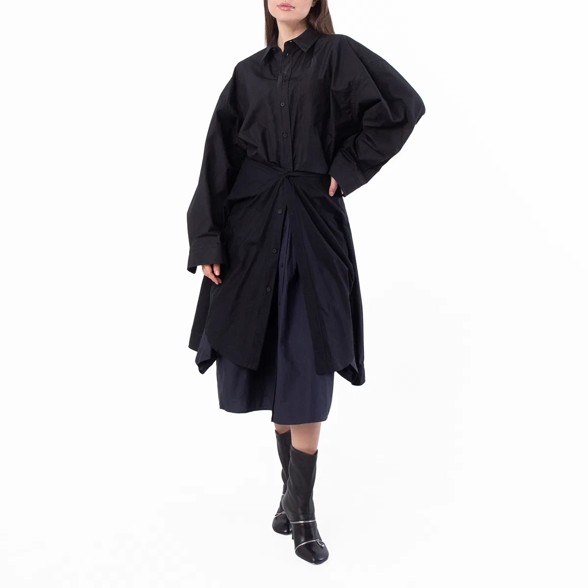 Платье-рубашка макси из хлопка с заплатками Patch Maxi Cotton Dress Balenciaga — фото 3