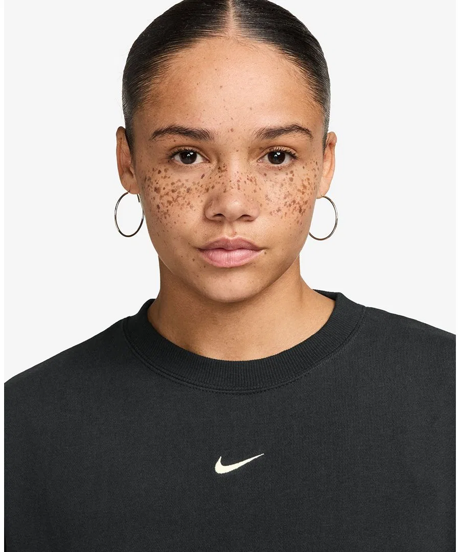 Свитшот оверсайз Nike Studio Fleece Lightweight, Total Black/Sail — фото 2