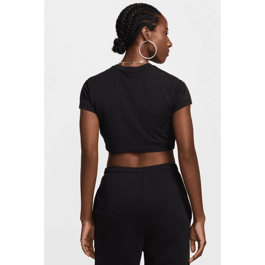 Женская футболка-кроп с принтом Chill Knit Sup Crop Nike, Черный — фото 2