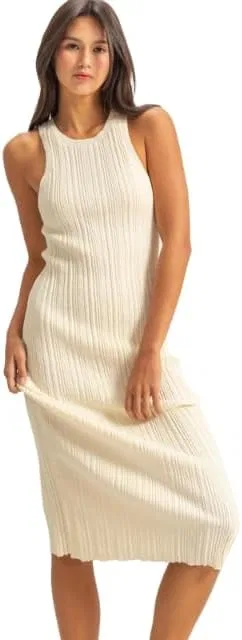 Женское облегающее платье с круглым вырезом Ribbed Knit, White