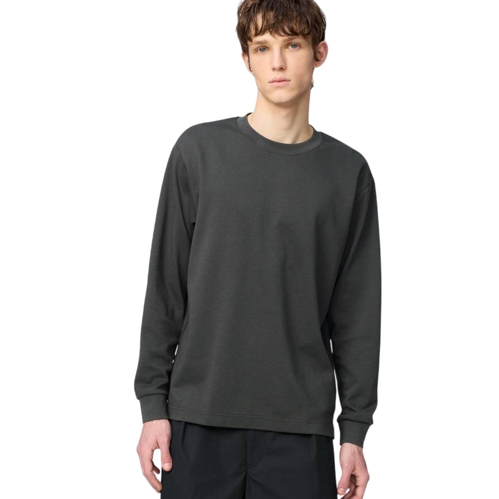 Лонгслив Uniqlo AIRism Cotton Crew Neck T-Shirt Unisex, 08 темно-серый