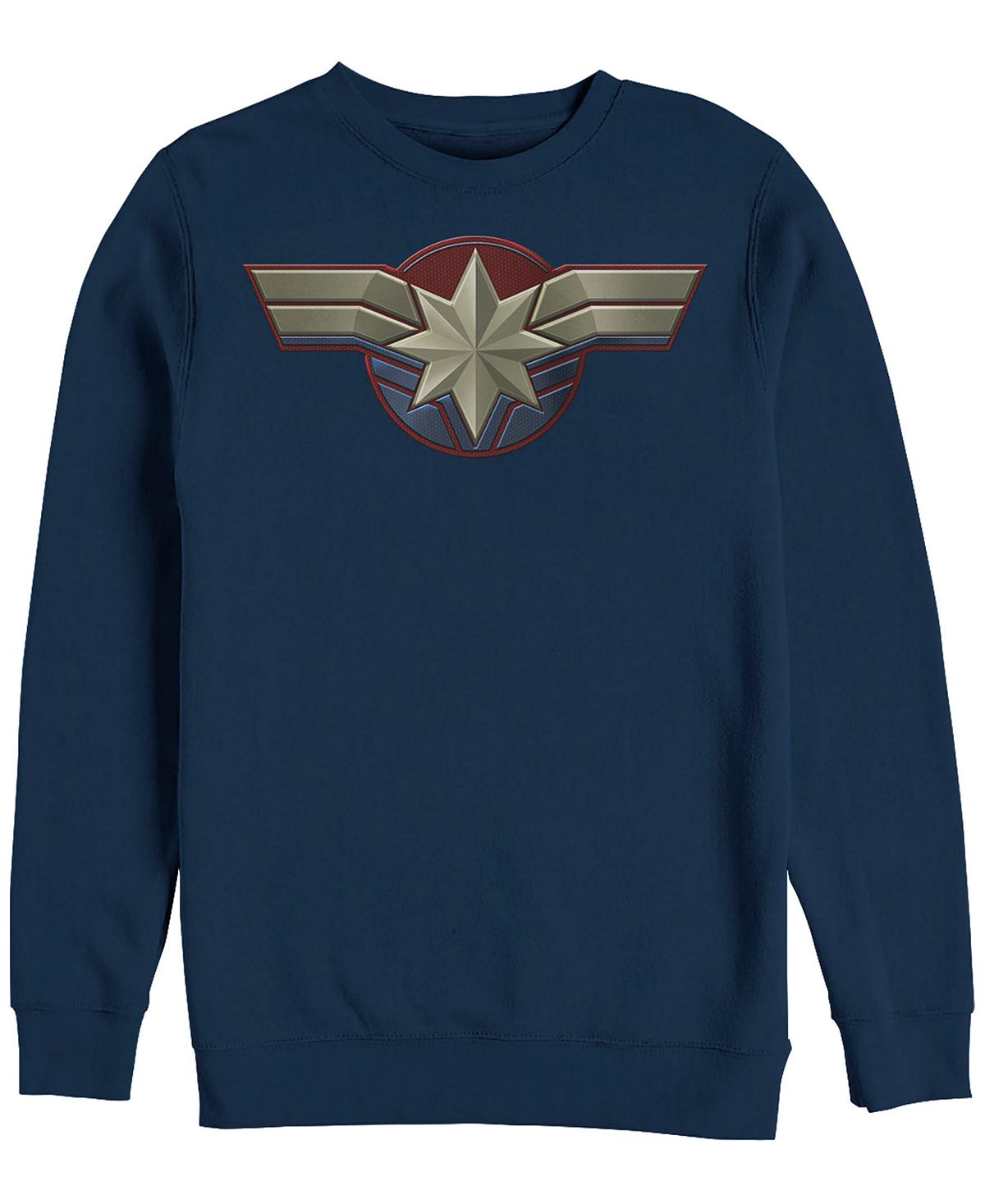 Костюм marvel men's captain marvel chest с логотипом, флис с круглым вырезом Fifth Sun, синий - фото