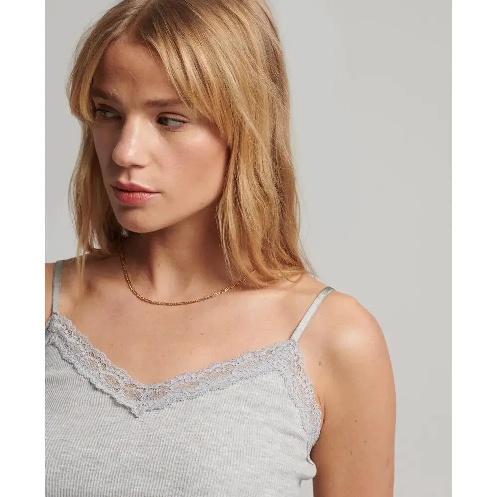 Женский топ на бретелях с кружевом Vintage Cami Superdry, Grau — фото 4