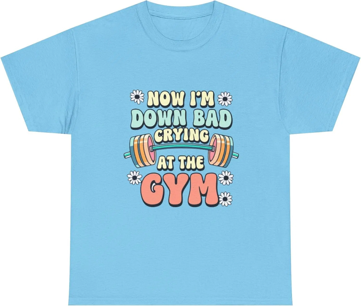 Женская футболка с принтом Down Bad Crying at the Gym, Sky