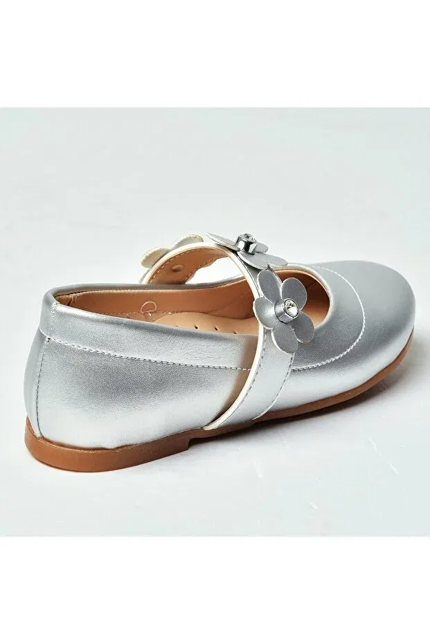 Детские балетки для девочек с цветочным принтом V.73P floral ballerinas-silver Vuddy, Silver — фото 2