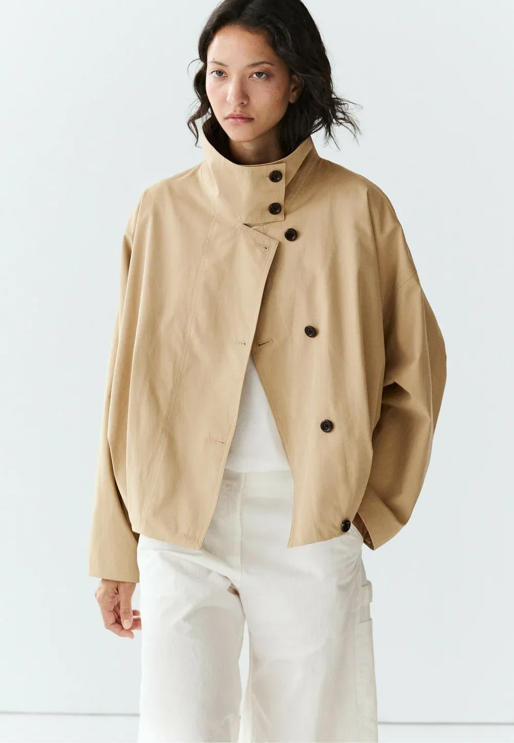 Куртка-Бомбер со складками и воротником-стойкой - куртка-бомбер Massimo Dutti, Light Brown