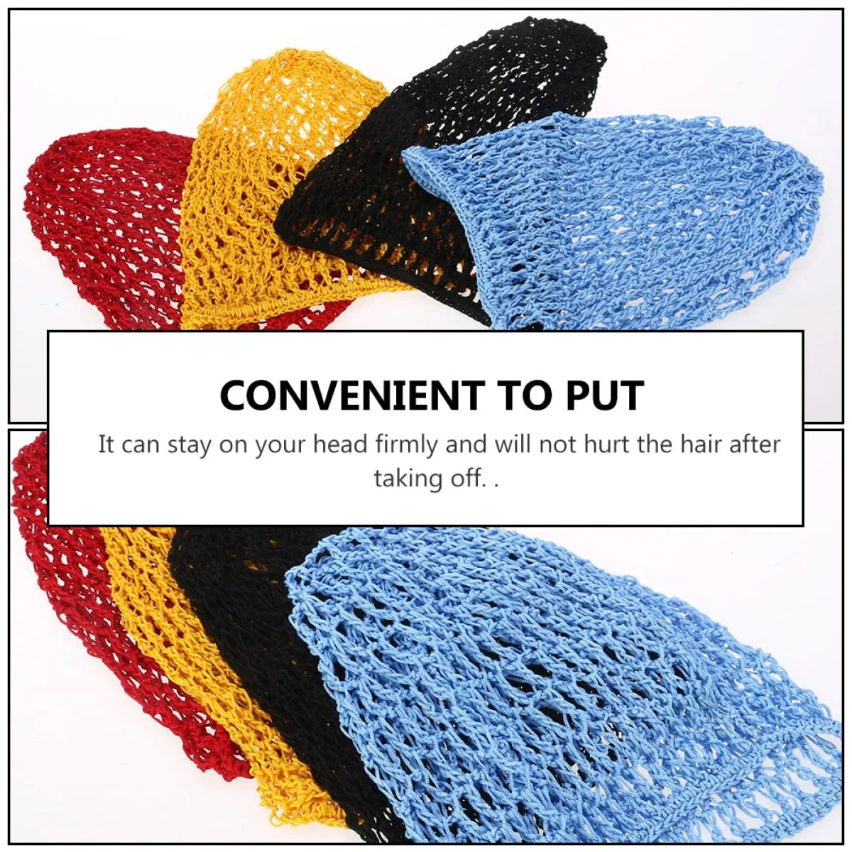 Сетка для волос вязаная, 4 шт, DECORNIJIA, 15x10x0.3 см — фото 3