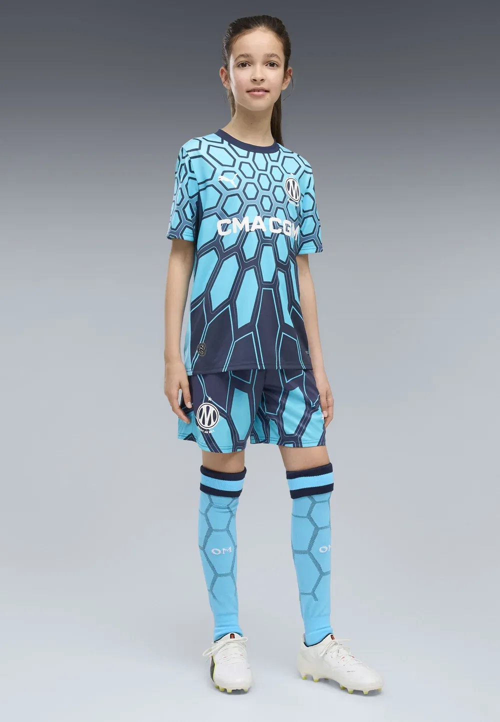 Шорты унисекс Olympique de Marseille 26/27 - клубная одежда Puma, Bright Aqua-Club Navy