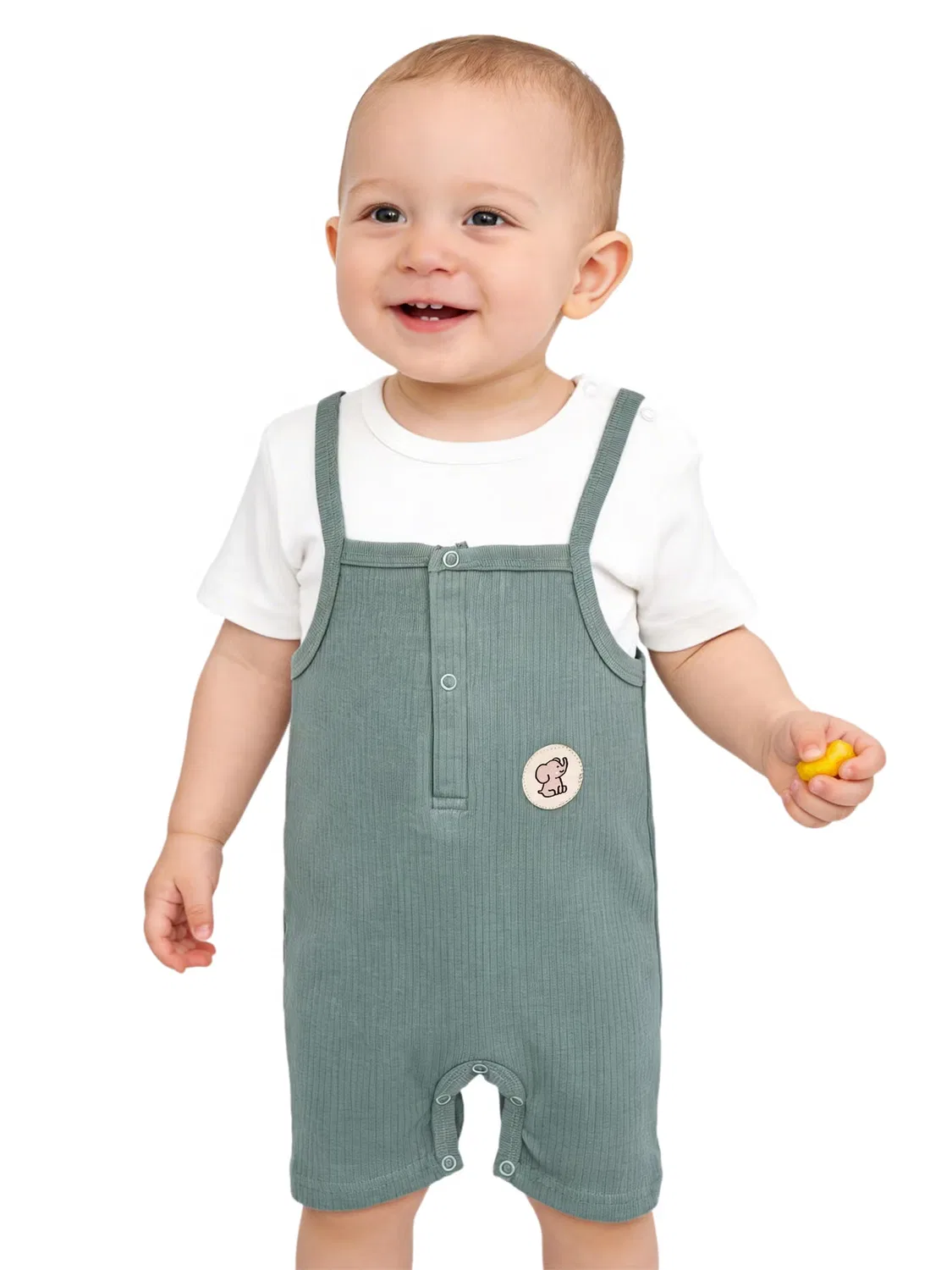 Комбинезон на бретелях из рубчатого хлопка с футболкой Babies Basic, синий