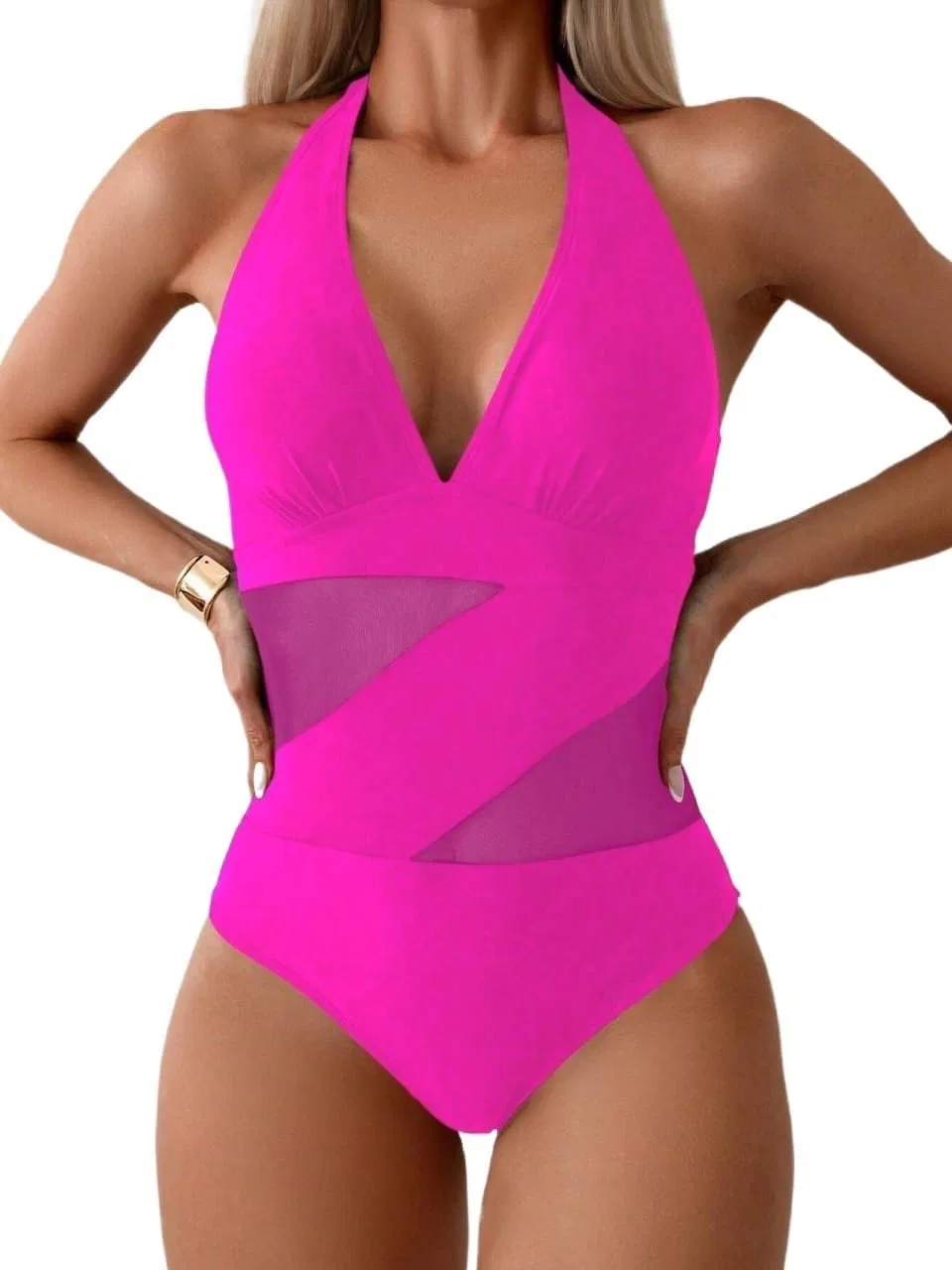 Женский монокини на завязках с чашечками Hot Pink