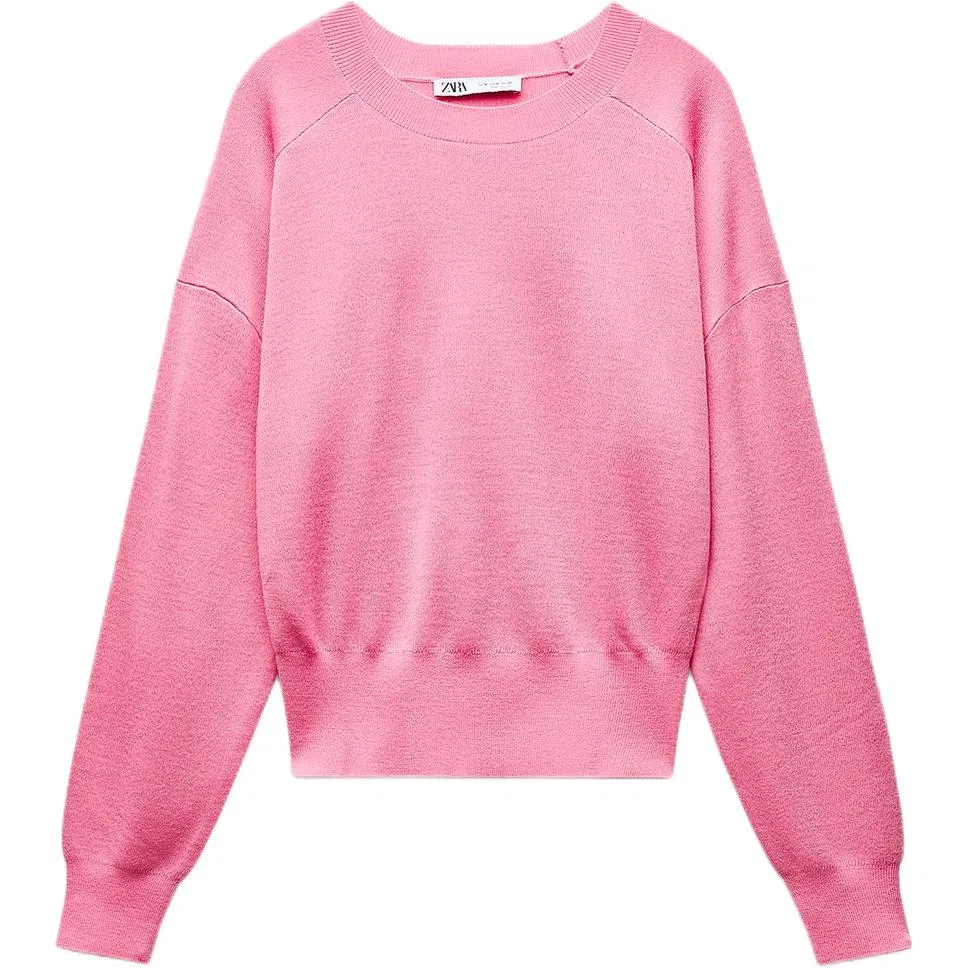 Женский джемпер с круглым вырезом Pink ZARA, Pink
