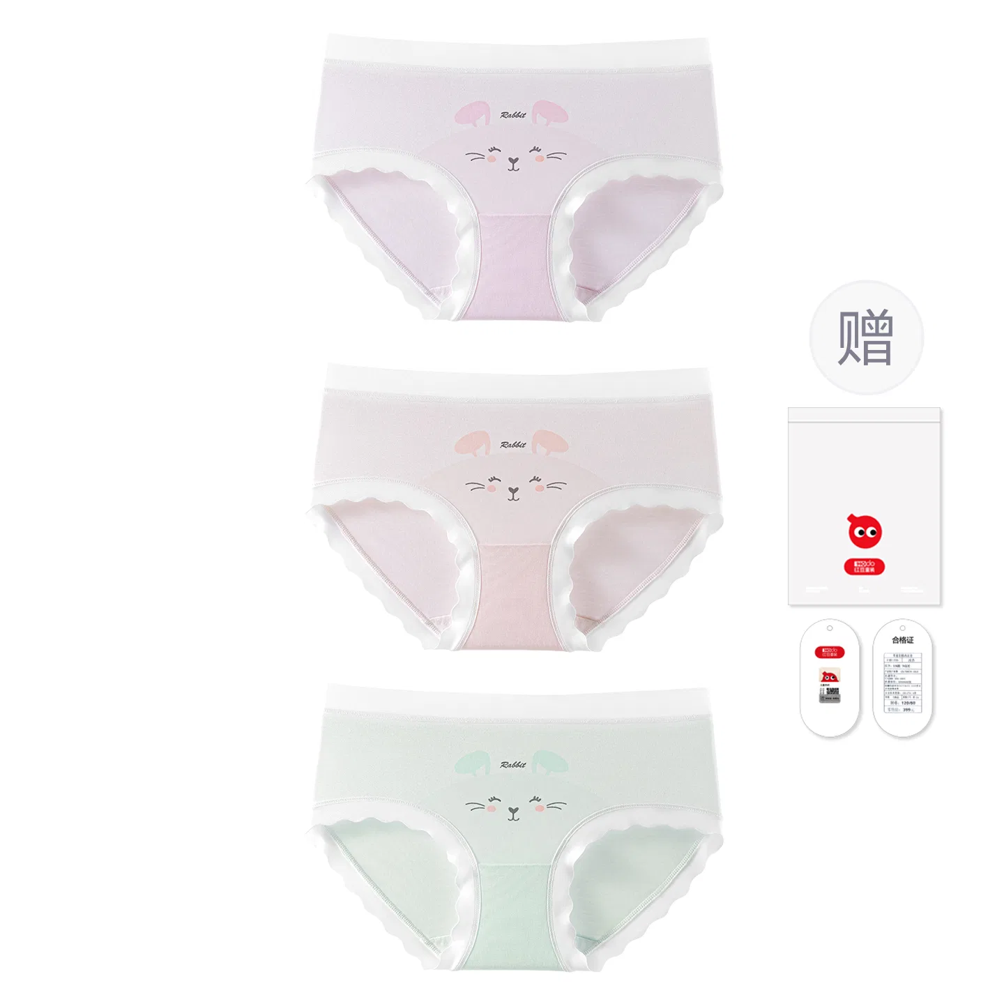 Детские трусы для девочек хлопковые Red bean, Lavender Pink Light Green